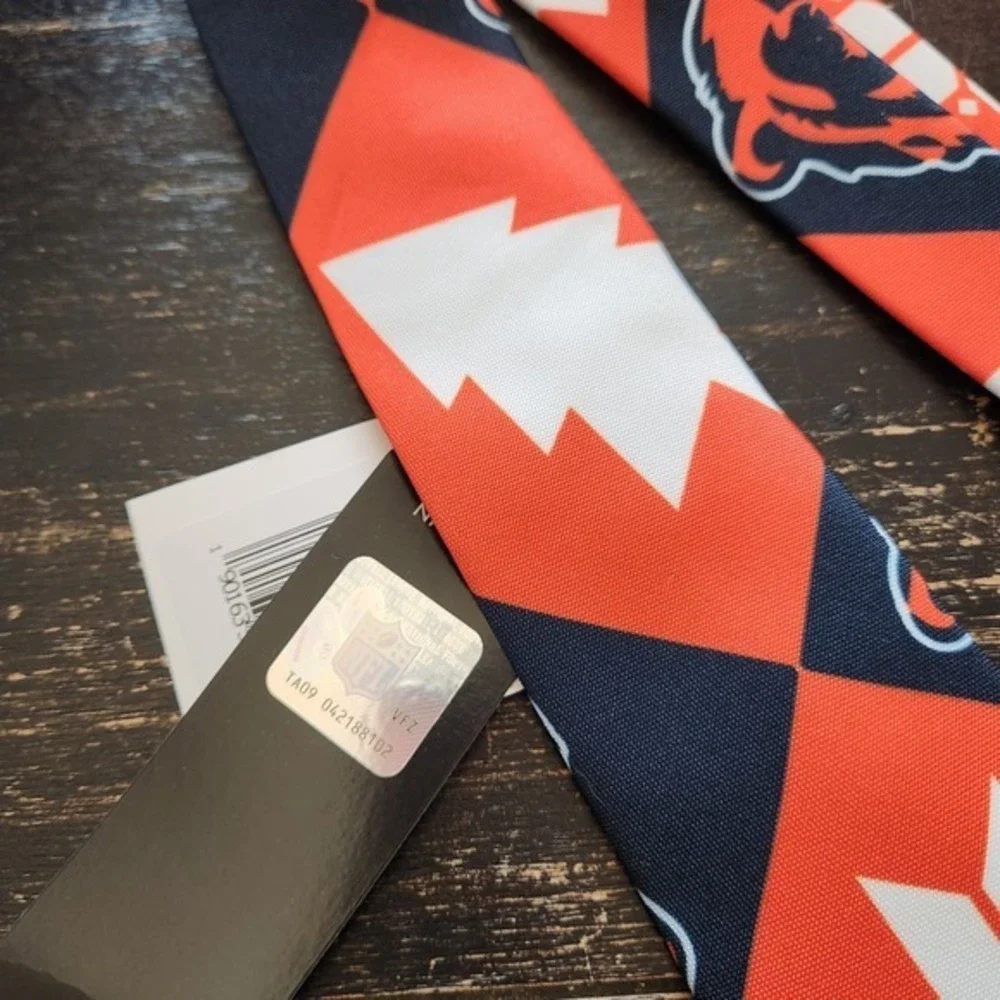 Chicago Bears Necktie Blue/Orange Holiday Formal Football Logo NFL Snowflake NWT